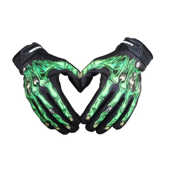 Windproof and thermal gloves, XL size, type III, skeleton - bone design, black - green color